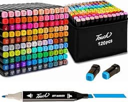 Canetas para Pintar Bobbie Goods, Caneta Touch 120 Cores, para Livro de Colorir, Marcador - Canetinhas Ponta Dupla, Secagem Rápida, Base de Álcool, Não Tóxicas - Para Presente Criativo Antiestresse