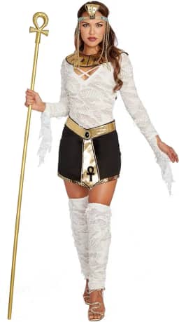Dreamgirl Fantasia adulta de múmia egípcia, fantasia de Halloween da mamãe mais querida, Branco, Large