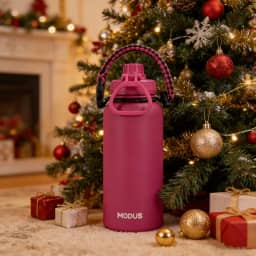 Garrafa Térmica De Água Isolada 1000ml Quente & Frio De Aço Inox Com Alça (Vermelho Rosa)