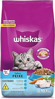 Ração Whiskas para gatos adultos castrados, Peixe, 10,1 kg