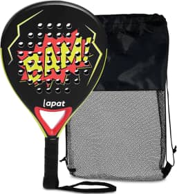 Raquete de Padel LAPAT com Bolsa de Cobertura - Superfície de Carbono com Espuma de Memória EVA - Raquetes de Paddle Leves (Branca)