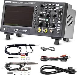 Hantek Osciloscópio de armazenamento digital dso2c10, largura de banda de 100mhz, 2 canais, canal duplo, 1gsa/s, profundidade de memória de 8m com sonda de alta tensão