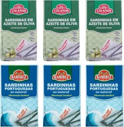Sardinha em Lata Portuguesa Ramirez - Tampa Abre Fácil -125g - 3 Un. 100% em Azeite de Oliva - 3 Un. Natural em Água