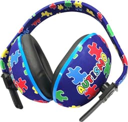 Protetor Auditivo Infantil, Abafador, Estampa Quebra-Cabeça, Azul Marinho Multicolorido, Ajustável