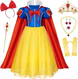 Princess Snow White Dress Costume for Toddler Girls Girls Birthday Halloween Cosplay Party with Accessories 2-11 Years