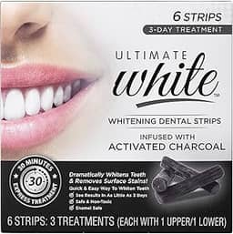 Ultimate White Conjunto De Tiras Para Clareamento Dental Com Carvão Ativado, Kit Cuidados Bucais, Beleza E Pessoais, Removedor Manchas, Clareador, 6 Peças