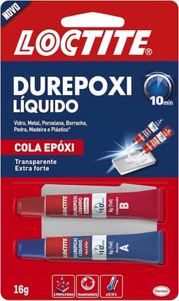 Loctite Cola Epoxi Líquida Durepoxi, cola transparente de alta resistência, resina líquida ideal para uso doméstico e profissional, adesivo à prova d'água, embalagem de 2x8g = 16g