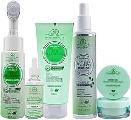 Kit Skin Care Completo para Pele Oleosa Tratamento Antiacne Antioleosidade Skin Care 5 itens para Uso Unissex Spa Day Limpeza de Pele Facial Cuidados faciais Feminino Masculino Mulher Homem