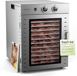 Máquina de desidratação de alimentos com 12 bandejas de aço inoxidável com ajuste de temporizador, temperatura ajustada de 21 °C a 90 °C, secador para ervas, frutas, carne, legumes, cogumelos, carne