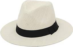 Chapéu Panamá de palha de verão Chapéu de sol Fedora de aba larga Chapéu de palha Panamá para homens e mulheres