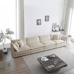 Sofá bege em forma de L de 178 cm para sala de estar, pequeno sofá modular secional, sofá moderno contemporâneo, sofá para apartamento, escritório, sofá de tecido de chenille estofado com 1 Ot