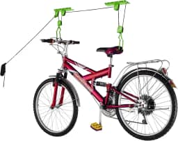 Suporte para bicicleta – Sistema de polia aérea com capacidade de 45 kg para bicicletas e escadas – Armazenamento seguro no teto da garagem da Rad Sportz, verde