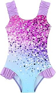 Maiô feminino com alças franzidas, roupa de banho de verão de secagem rápida para crianças de 3 a 10 anos