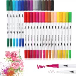Canetas Brush Pen e Ponta Fina 2 em 1 Kit Profissional para Lettering Caligrafia e Desenho Canetinhas Coloridas Dual Tip para Artistas Estudantes e Adultos (36 cores)