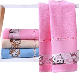 Toalha De Banho Bebe Infantil Menina Menino 100% Algodão Masculino Grande Personagem Praia Carinho Ponto Cruz Para Bordar (Rosa, Banho)