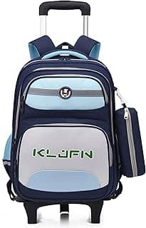 Mochila de Rodinhas Infantil em Tecido Oxford Impermeável e com Grande Capacidade para Estudantes de 6 a 12 Anos - Modelo de Duas Rodas (Azul+cinza)