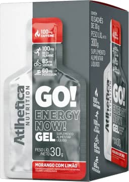 Atlhetica Nutrition GO! ENERGY NOW GEL (10 sachês de 30g) Morango com Limão, Multicolorido.