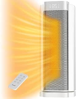 Aquecedor de ambiente AEOCKY de 3ª geração com termostato AI, aquecedores elétricos PTC de 1500 W para uso interno com controle remoto, oscilação de 70°, silêncio máximo, portátil seguro para