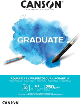 CANSON Graduate Aquarela, Papel para Aquarela em Bloco, Tamanho A3