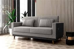 Sofa Cama Aconchegante Esther 3 Lugares Linho Cinza (Cinza/Cinza)