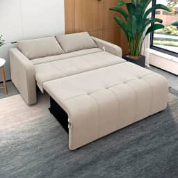 Sofá Cama Casal 3 Lugares Veloplus Cappuccino Premium Com Almofadas Reclinável e Retrátil