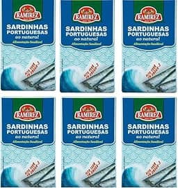 6 Un. Sardinha Portuguesa Ricas em Ômega 3 Dieta Light Diet em Água ao Natural RAMIREZ - 125g cada