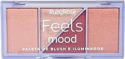 Paleta De Blush e Iluminador Feels Mood HB75291 Ruby Rose