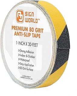 Melhor fita antiderrapante, 2,54 cm x 30 pés, listras pretas e amarelas, 80 grãos, nível industrial, interior, exterior (rolo de 2,54 cm x 30 pés)