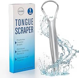AILE Raspador de língua, limpador de língua de aço inoxidável cirúrgico 100% útil para adultos e crianças, raspadores profissionais de língua de metal com redução do mau hálito, ajuda na sua higiene