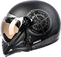 Peels Capacete Aberto Moto com Queixeira Removível F-21 North Preto Fosco/Grafite 60