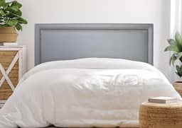 Cabeceira Casal Reta Luxo 140x60 Courino Cinza - Tachas Fumê