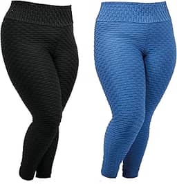 Kit 2 Legging Bolha Plus Size Suplex Fitness Cós Alto Compressão