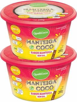 Kit Com 2 Manteigas de Coco Sabor Manteiga Sem Sal 200g Qualicoco