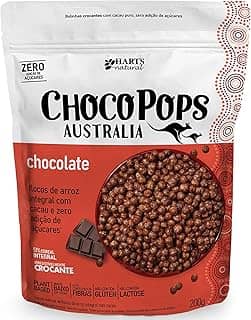 Hart's Natural ChocoPops Australia Chocolate | Cereal Matinal Sem Adição de Açucar, Sem Glúten, Sem Lactose, Vegano | 100% Natural | Alto em Fibras | 200g