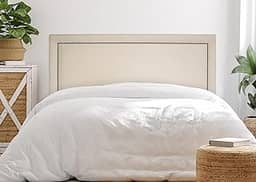 Cabeceira Casal Reta Luxo 140x60 Suede Off White - Tachas Fumê