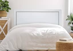 Cabeceira Casal Reta Luxo 140x60 Courino Branco - Tachas Fumê