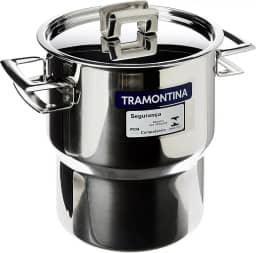Cuscuzeira Tramontina Brava Em Aço Inox Com Alças E Tampa 14 Cm 2, 1 L Tramontina Inox Cuscuzeira Aco Inox Brava