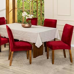 Kit com 4 Capas de Cadeira Jantar Lisa em Veludo Splendore Ajustável com Elástico - Tecido Suede Protetor Para Cozinha Toque Macio Aveludado (Vermelho)