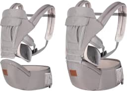 Canguru Ergonômico Bebê 12 Posições Cinza Com Assento 3 Em 1