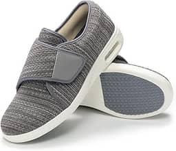 Sapatos femininos para diabéticos, sapatos femininos de largura larga para idosos, fecho de ajustável, antiderrapante, respirável, leve, pés inchados para caminhada e edema
