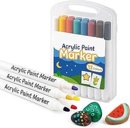 Canetinhas De Pintura De Tinta Acrílica Kit 12 cores, Caneta Acrilica Para Madeira, Vidro, Cerâmicas, Artesanato, Tecido, Plástico, Marcador Acrilico para Pintura, Acrylic Markers
