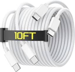 [Certificado MFi] Cabo de carregamento USB C para USB C de 3,5 m para iPhone 16/16 Plus/16 Pro/16 Pro Max/15/15 Plus/15 Pro/15 Pro Max/Galaxy/Pixel, pacote com 2 cabos de carregador 60W tecido para