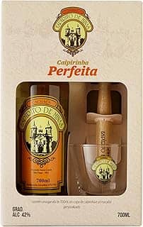 Kit Caipirinha Cachaça Artesanal Espírito de Minas 700ml com Copo e Socador Personalizados