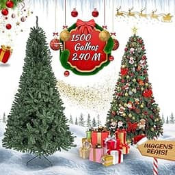 Árvore De Natal Pinheiro Canadense Luxo 2,40m 1500 Galhos Tradicional Verde Imperial Premium Grande Cheia Luvinco