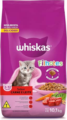 whiskas Ração Whiskas Carne E Leite Para Gatos Filhotes 10 1 Kg