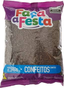 Faça a Festa – Granulado Escuro 500g | Crocante e Sabor Chocolate | Ideal para Decoração e Cobertura de Doces, Bolos e Sobremesas