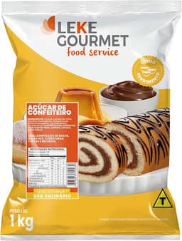 Leke Gourmet – Açúcar Confeiteiro em Pó 1000g | Granulometria Extrafina | Ideal para Glacês, Coberturas e Decorações | Uso Profissional e Confeitaria Artesanal