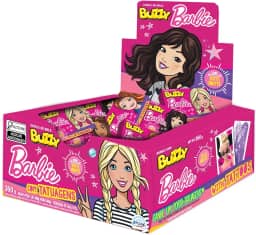 Buzzy Barbie Chiclete de Bola, Sabor Tutti Frutti, com Tatuagens, 360g