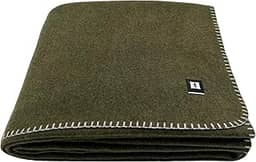 EKTOS Cobertor 100% lã virgem, 228 cm x 167 cm, equipamento de caça, melhor do que excedente militar (verde-oliva, tamanho duplo)