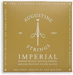 Augustine Strings Imperial Medium Tension - Cordas de guitarra clássica de nylon cristal premium - Produzidas em Nova York pelo fabricante da corda de nylon original - 1 conjunto